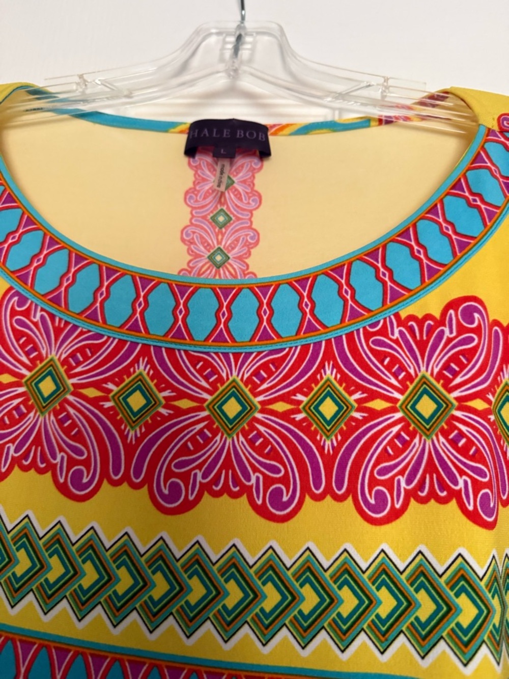 Hale Bob Yellow Multicolor Scoop Neck Tunic